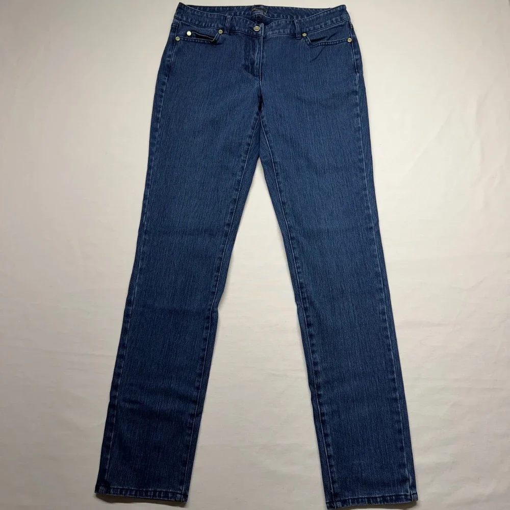 J.McLaughlin Jeans‎ Straight Leg Stretch 6 Blue Women Classic Preppy Dark Wash